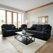 Stanley Black Fabric 3+2+1 Seater Manual Recliner Sofa Set