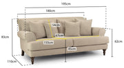 Summer Beige Fabric 3 Seater Sofa