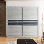 TURYN 203cm Sliding Door Wardrobe Oak Craft / Graphite Glass 