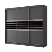 TURYN 250cm Sliding Door Wardrobe Lava / Black Glass 