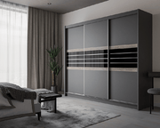 TURYN 250cm Sliding Door Wardrobe Lava / Black Glass 