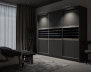 TURYN 250cm Sliding Door Wardrobe Lava / Black Glass 
