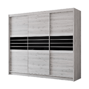 TURYN 250cm Sliding Door Wardrobe Oak Craft / Graphite Glass 