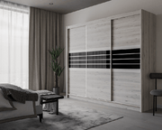 TURYN 250cm Sliding Door Wardrobe Oak Craft / Graphite Glass 