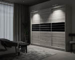 TURYN 250cm Sliding Door Wardrobe Oak Craft / Graphite Glass 