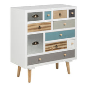 Thais White Shabby Chic Multi Coloured 11 Drawer Chest 