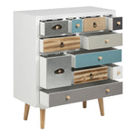 Thais White Shabby Chic Multi Coloured 11 Drawer Chest 