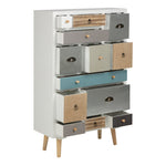 Thais White Shabby Chic Multi Coloured 13 Drawer Chest 