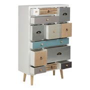 Thais White Shabby Chic Multi Coloured 13 Drawer Chest 