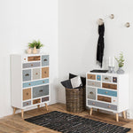 Thais White Shabby Chic Multi Coloured 13 Drawer Chest 