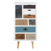 Thais White Shabby Chic Multi Coloured 9 Drawer Chest 