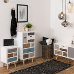 Thais White Shabby Chic Multi Coloured 9 Drawer Chest 