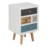 Thais White Shabby Chic Multi Coloured Bedside with 4 Drawers 