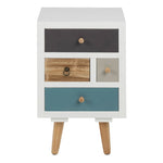 Thais White Shabby Chic Multi Coloured Bedside with 4 Drawers 