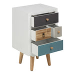 Thais White Shabby Chic Multi Coloured Bedside with 4 Drawers 