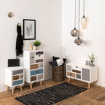 Thais White Shabby Chic Multi Coloured Bedside with 4 Drawers 