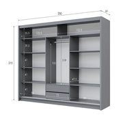 Thames 250cm Sliding Door Wardrobe Graphite 