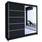 Tia III 180cm Sliding Door Wardrobe Black / Black 