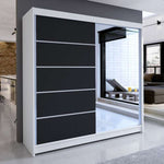 Tia III 180cm Sliding Door Wardrobe White / Black 