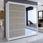 Tia III 180cm Sliding Door Wardrobe White / Sonoma 