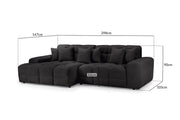 Tokyo Sofa Black Left Hand Facing Corner - 298 x 147 CM 