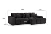 Tokyo Sofa Black Right Hand Facing Corner 298 x 147 CM 