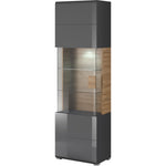 Toledo 05 Display Cabinet 61cm [Front Grey Gloss & San Remo Oak with Grey Matt Carcass] - White Background