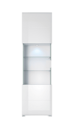 Toledo 05 Display Cabinet 61cm [Front White Gloss with White Matt Carcass] - Front Angle