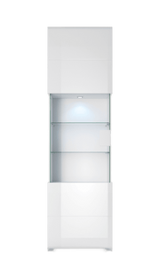 Toledo 05 Display Cabinet 61cm [Front White Gloss with White Matt Carcass] - Front Angle
