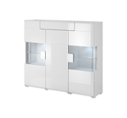 Toledo 46 Display Cabinet 147cm [Front White Gloss with White Matt Carcass] - White Background