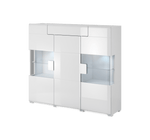 Toledo 46 Display Cabinet 147cm [Front White Gloss with White Matt Carcass] - White Background
