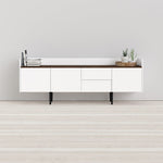 Unit Sideboard 2 Drawers 3 Doors in White and Walnut 