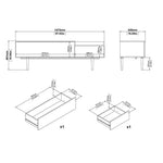 Unit Sideboard 2 Drawers 3 Doors in White and Walnut 