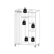 Uppsala Open Mobile Wardrobe Unit in White with a Beige Textile Curtain on Wheels 