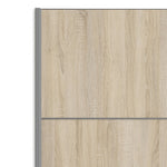 Verona Sliding Wardrobe 120cm in White with Oak Doors with 5 Shelves 