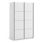 Verona Sliding Wardrobe 120cm in White with White Doors with 2 Shelves 