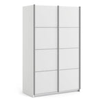 Verona Sliding Wardrobe 120cm in White with White Doors with 5 Shelves 