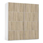 Verona Sliding Wardrobe 180cm in White with Oak Doors with 2 Shelves 