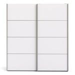 Verona Sliding Wardrobe 180cm in White with White Doors with 5 Shelves 
