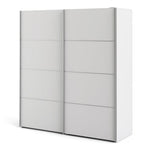 Verona Sliding Wardrobe 180cm in White with White Doors with 5 Shelves 