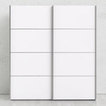 Verona Sliding Wardrobe 180cm in White with White Doors with 5 Shelves 