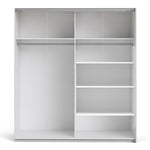 Verona Sliding Wardrobe 180cm in White with White Doors with 5 Shelves 