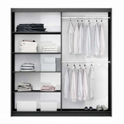Wesley 200cm Sliding Door Wardrobe Black+Mirror 