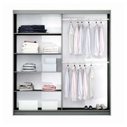 Wesley 200cm Sliding Door Wardrobe Graphite+Mirror 