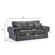 Wilcot Grey Fabric 3 Seater Sofa