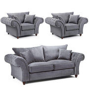 Windsor Grey Fabric 3+1+1 Fullback Sofa Set