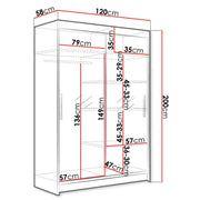 Wye VII 120cm Sliding Door Wardrobe White 