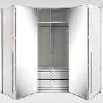 Ribble 256cm Bi-folding 4 Door Sliding Wardrobe Lava with Mirror 