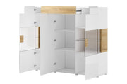 Toledo 46 Display Cabinet 147cm [Front White Gloss & San Remo Oak with White Matt Carcass] - Interior Layout