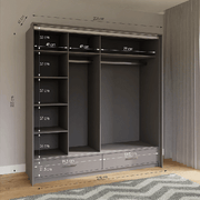 Madison 208cm Sliding Door wardrobe - Graphite 